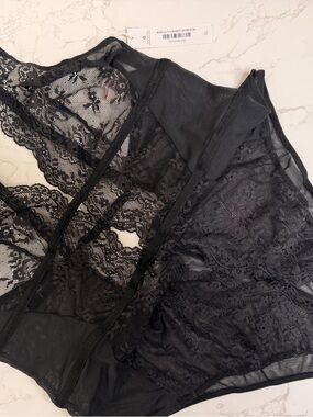 Rosie Crotchless Women's Black Lace Bodysuit XL NWT